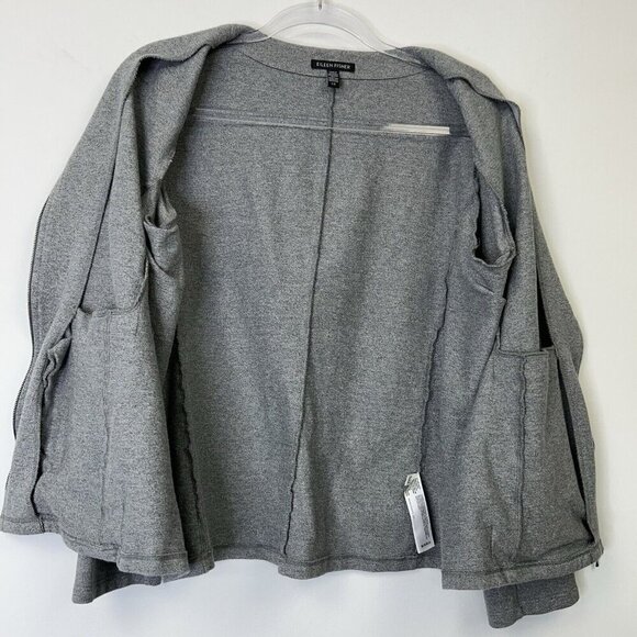Eileen Fisher Zip Jacket Womens Size Large Gray Organic Cotton - Picture 8 of 9